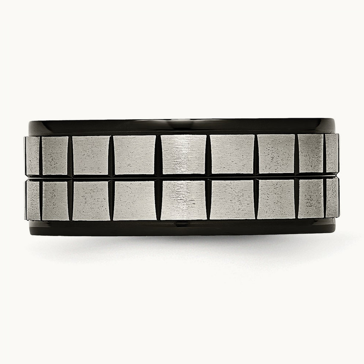 Brushed Center Black IP-plated Band, 9mm, Titanium