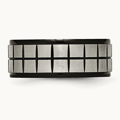 Brushed Center Black IP-plated Band, 9mm, Titanium