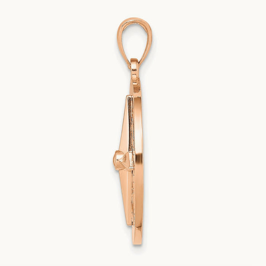 Nautical Compass Pendant, 14K Rose Gold