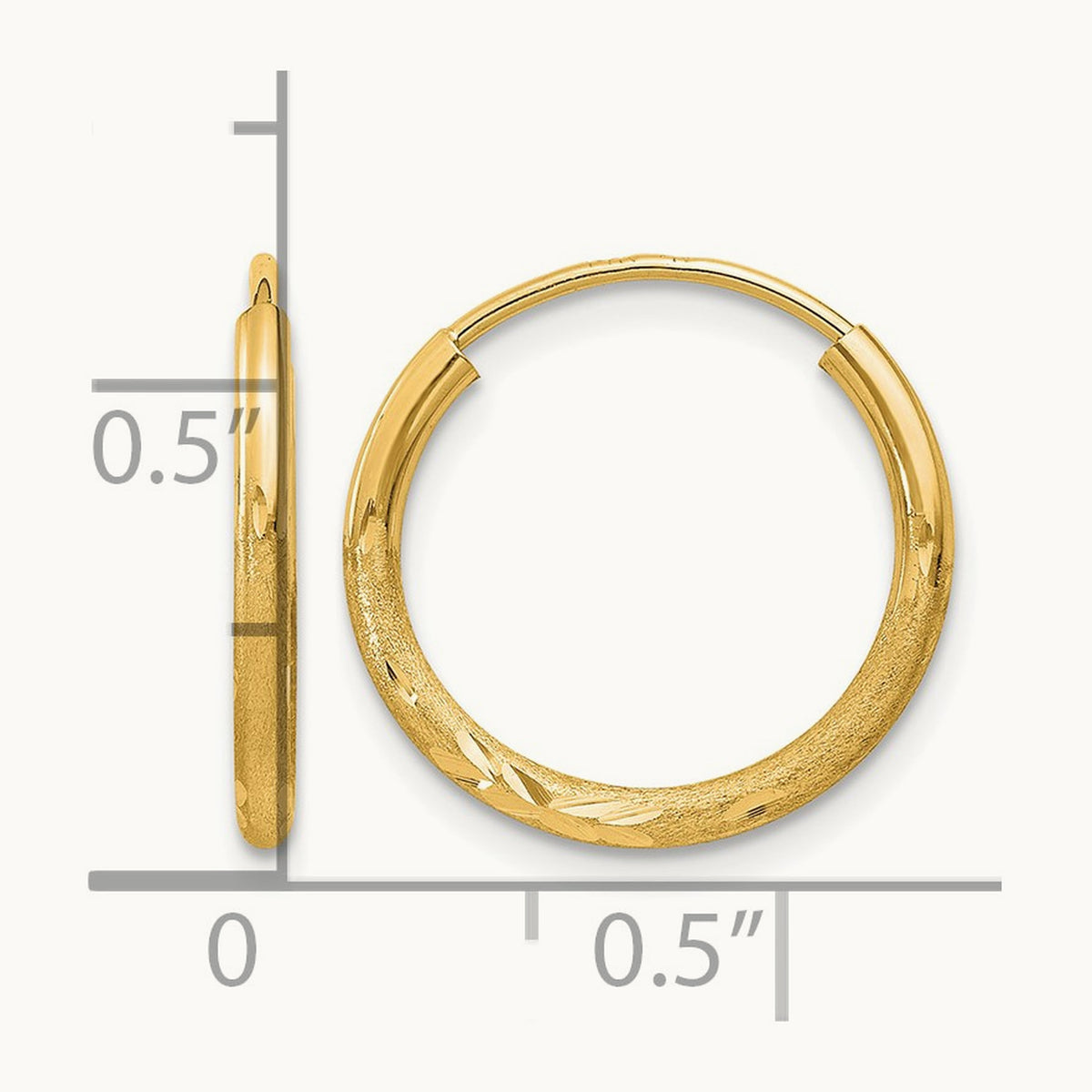 Satin Diamond-cut Endless Hoop Earrings — 16mm, 1.5mm