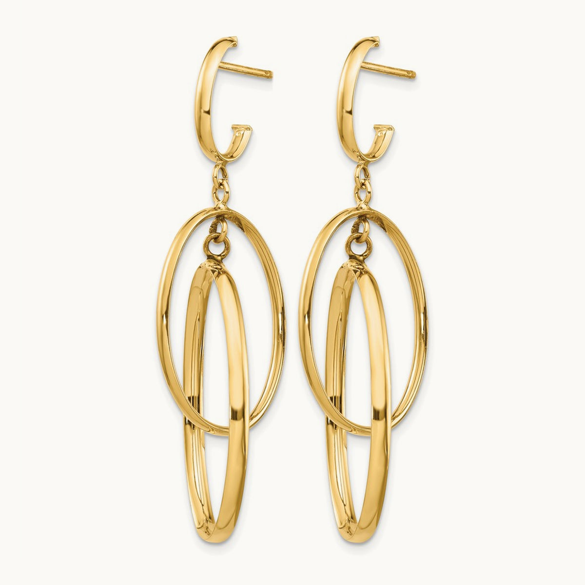 Polished Post Dangle Earrings, 14K — Leslie's