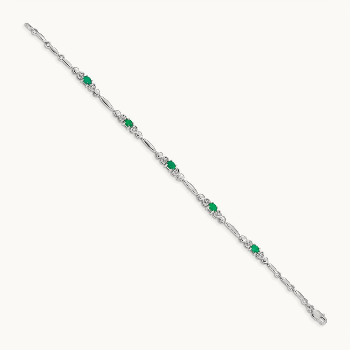 Diamond and Emerald Bracelet — 14K White Gold