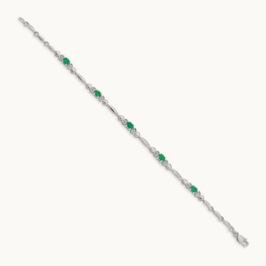 Diamond and Emerald Bracelet — 14K White Gold