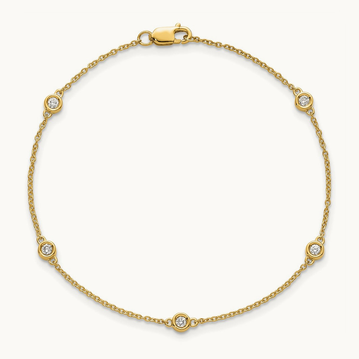 Diamond Station Cable Bracelet — 14K Yellow Gold