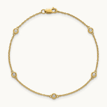 Diamond Station Cable Bracelet — 14K Yellow Gold