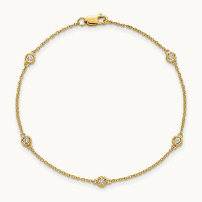 Diamond Station Cable Bracelet — 14K Yellow Gold