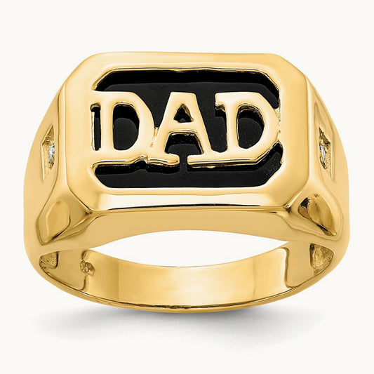 AA Diamond Men's Onyx Dad Ring, 14K