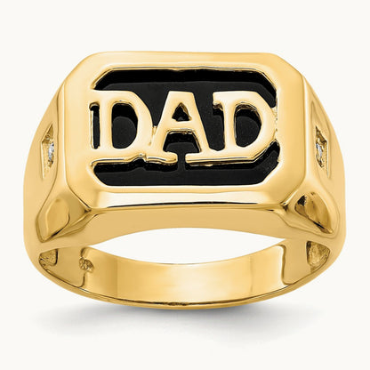 AA Diamond Men's Onyx Dad Ring, 14K