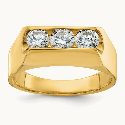 IBGoodman Men's Polished 3-Stone Diamond Ring, 14K