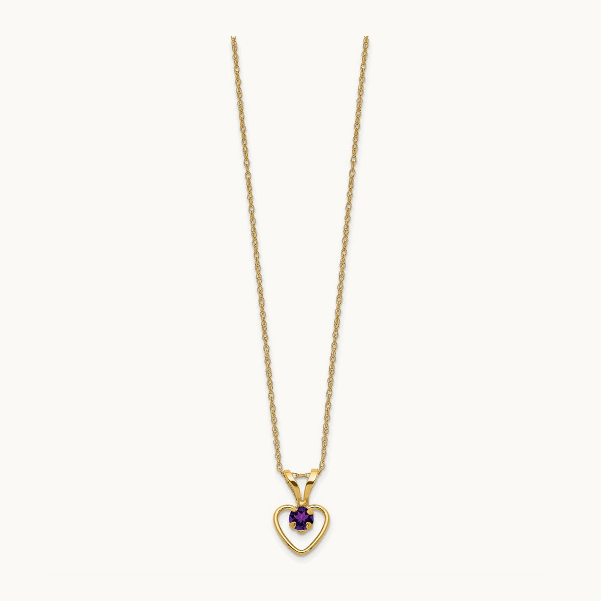 Madi K Amethyst Heart Birthstone Necklace, 3mm, 14K
