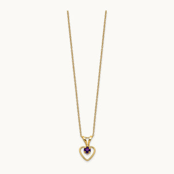 Madi K Amethyst Heart Birthstone Necklace, 3mm, 14K