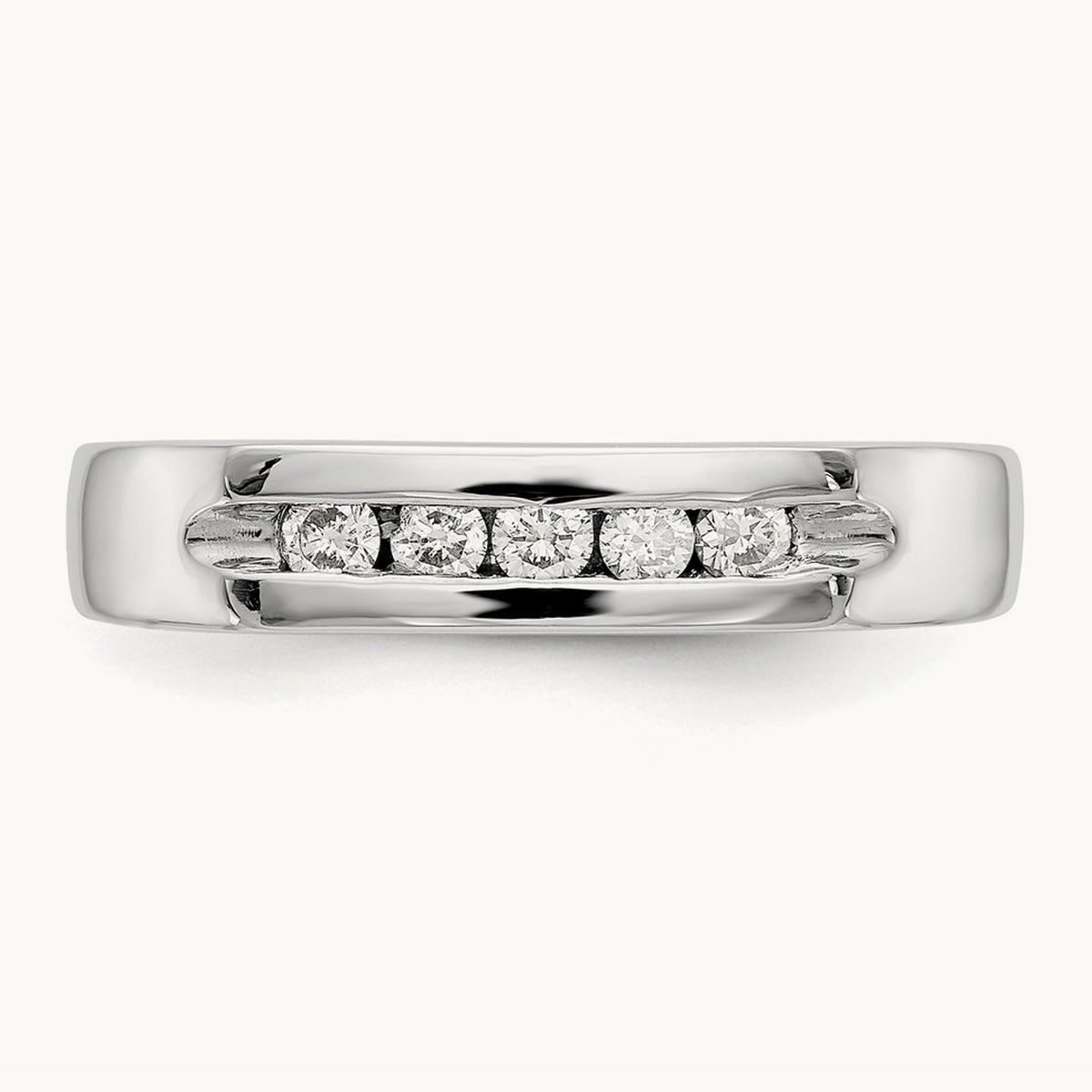 5-Stone Diamond Channel Band, 14K White Gold