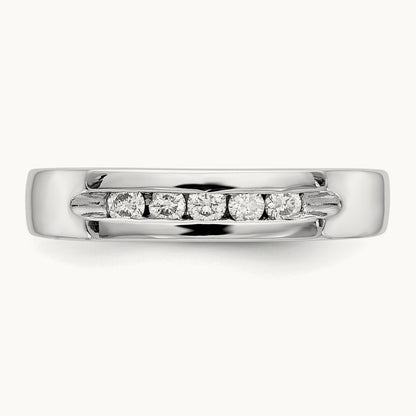 5-Stone Diamond Channel Band, 14K White Gold