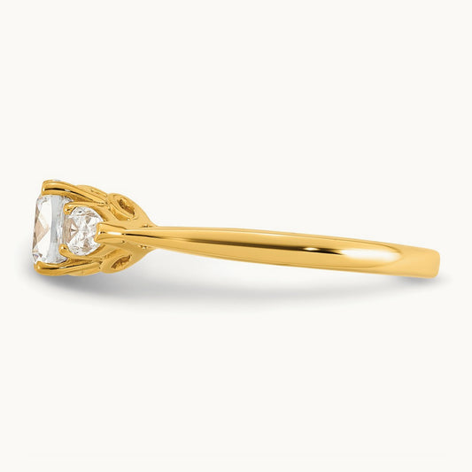 Cushion & Pear 3 Stone Engagement Ring, 1.25-3.50 ct tw Lab-Grown Diamond — 1 3/8 ct, 14K Yellow Gold
