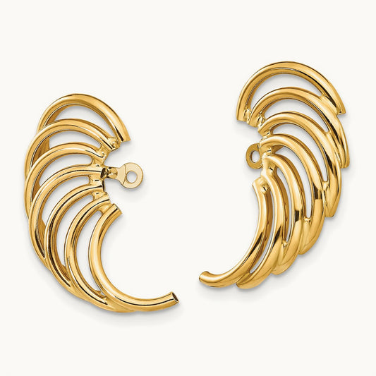 Polished Swirl Shaped Earring Jackets, 14K