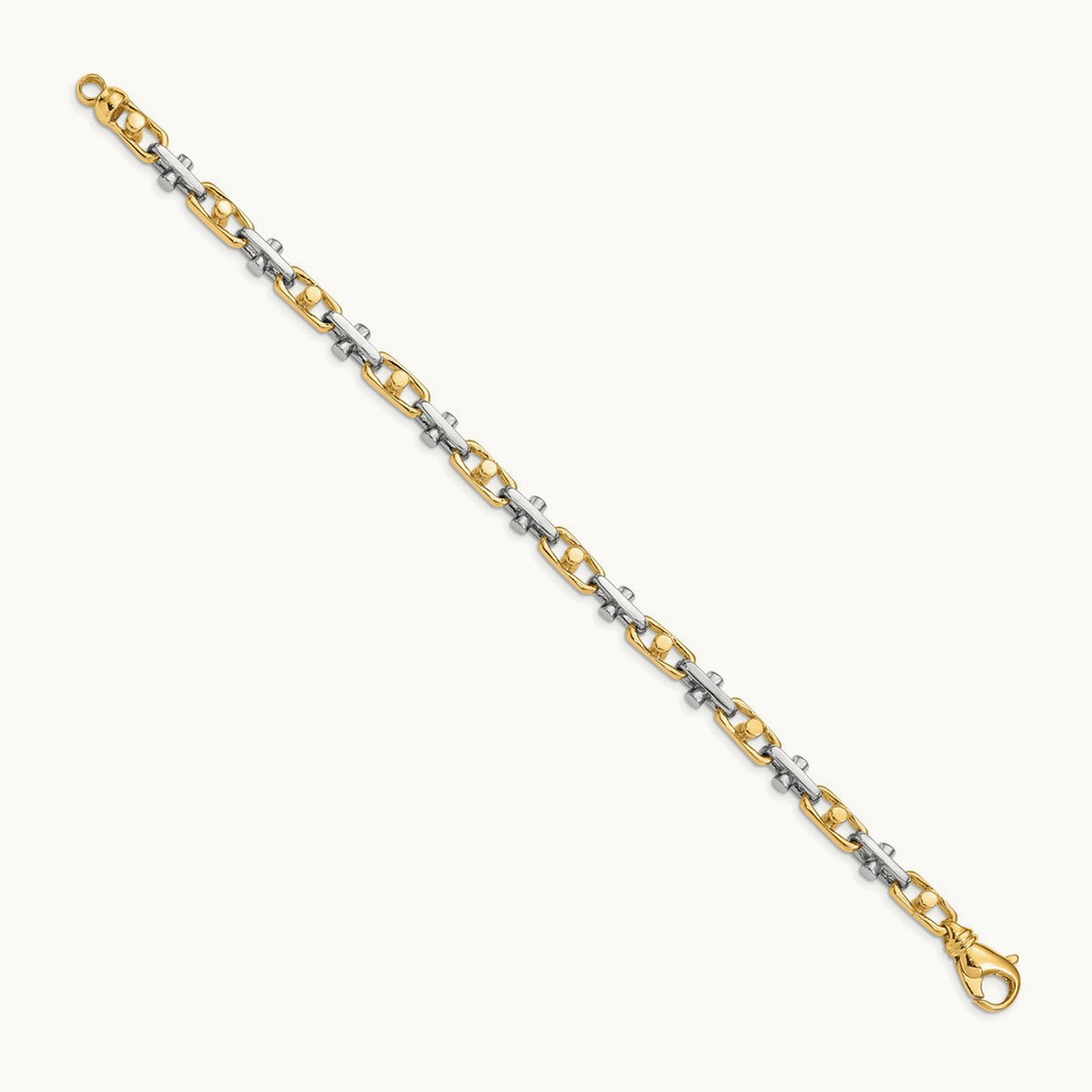 Hand-polished Fancy Link Bracelet, 5.8mm, 14K Two-tone