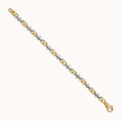 Hand-polished Fancy Link Bracelet, 5.8mm, 14K Two-tone