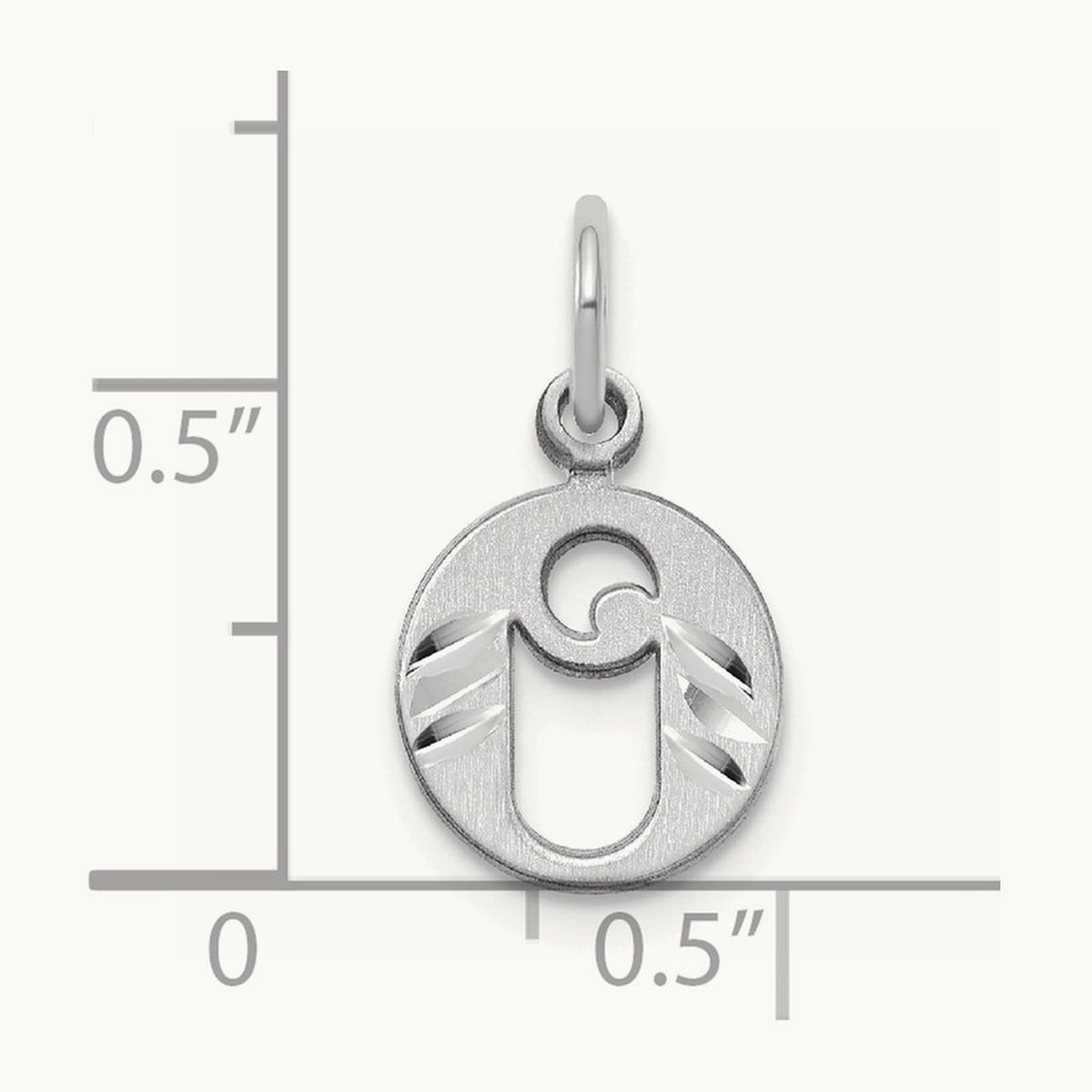 Diamond-cut Initial Charm — 14K White Gold, O