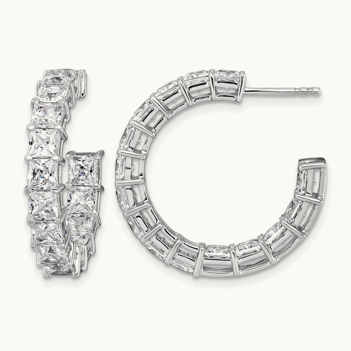 Princess in/Out Hoops, 7.75 ct tw Lab-Grown Diamond