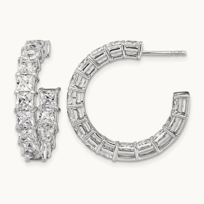 Princess in/Out Hoops, 7.75 ct tw Lab-Grown Diamond
