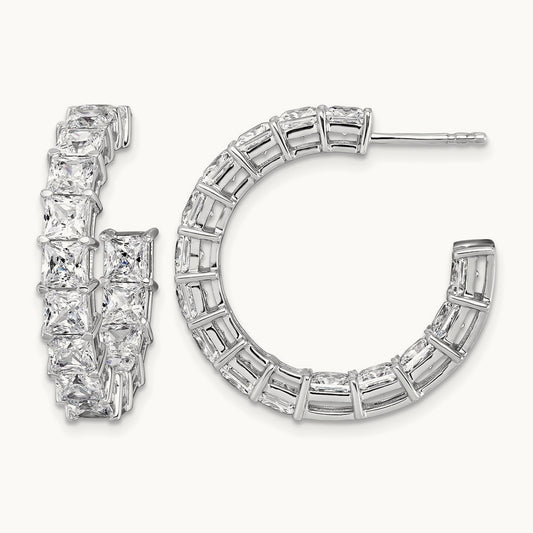 Princess in/Out Hoops, 7.75 ct tw Lab-Grown Diamond