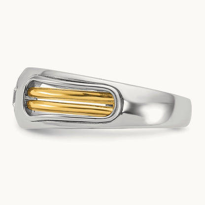 IBGoodman Men's Polished and Cut-Out Diamond Ring, 14K Two-tone