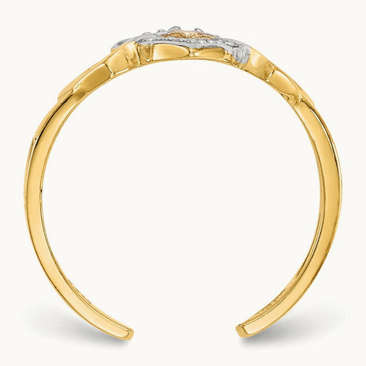 Rhodium Diamond Heart Toe Ring, 14K