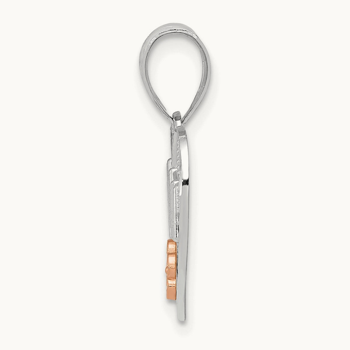 w/Rose Gold Flower NANA Heart Pendant, 14K White Gold