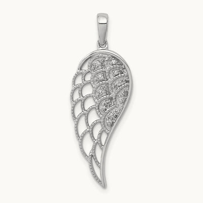 Diamond Open-work Wing Pendant, 14K White Gold