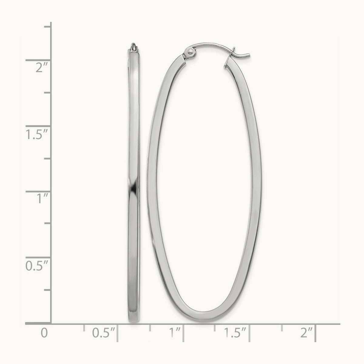 Large Oval Hoop Earrings, 14K White Gold