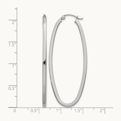 Large Oval Hoop Earrings, 14K White Gold