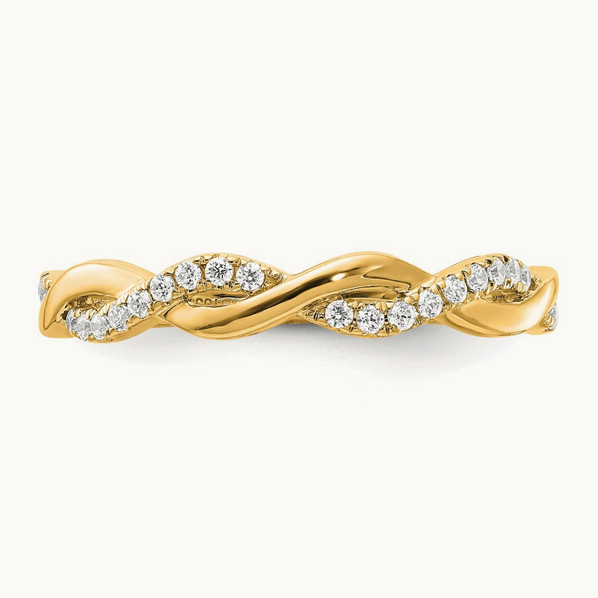 Diamond Criss-Cross Wedding Band — 14K Yellow Gold, 7