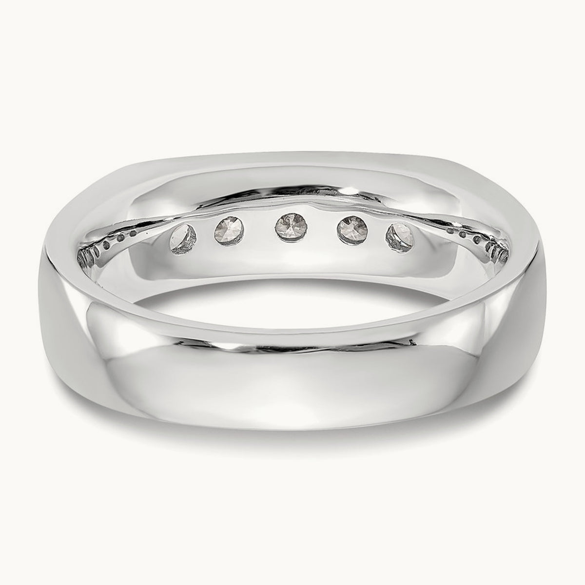 5-Stone Diamond Channel Band, 14K White Gold
