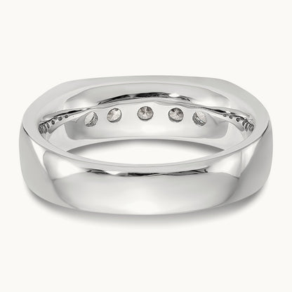 5-Stone Diamond Channel Band, 14K White Gold