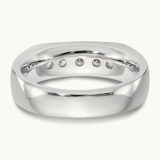 5-Stone Diamond Channel Band, 14K White Gold