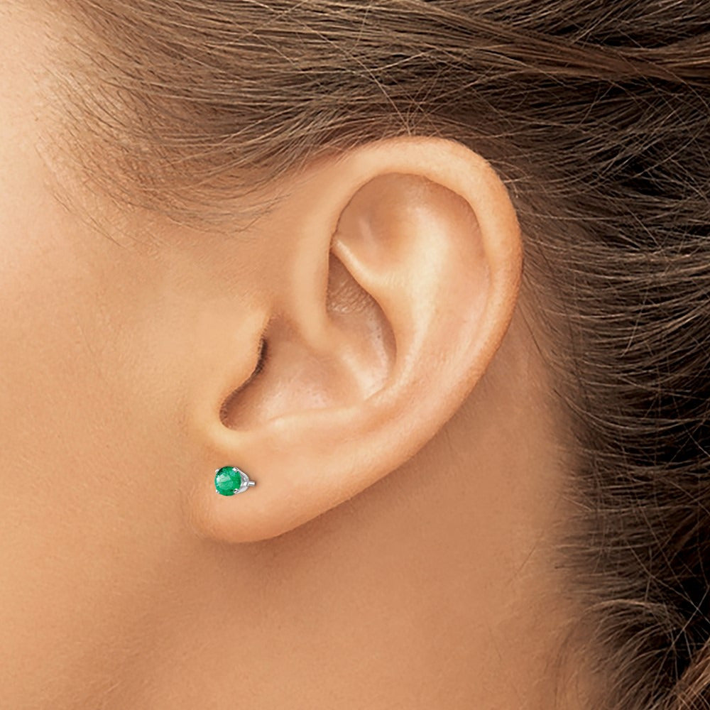 Emerald Stud Earrings — 4mm