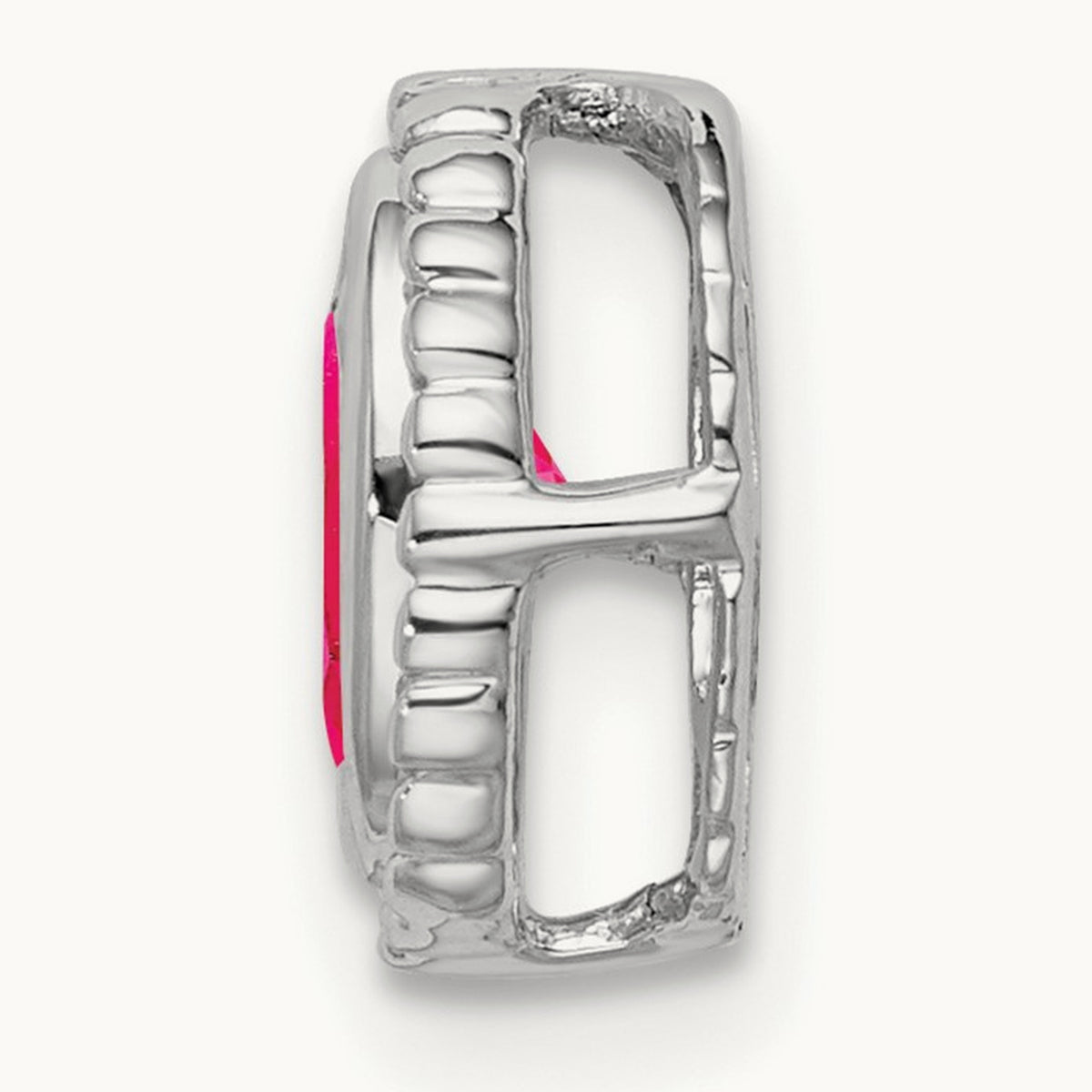 Oval Ruby Chain Slide — 14K White Gold