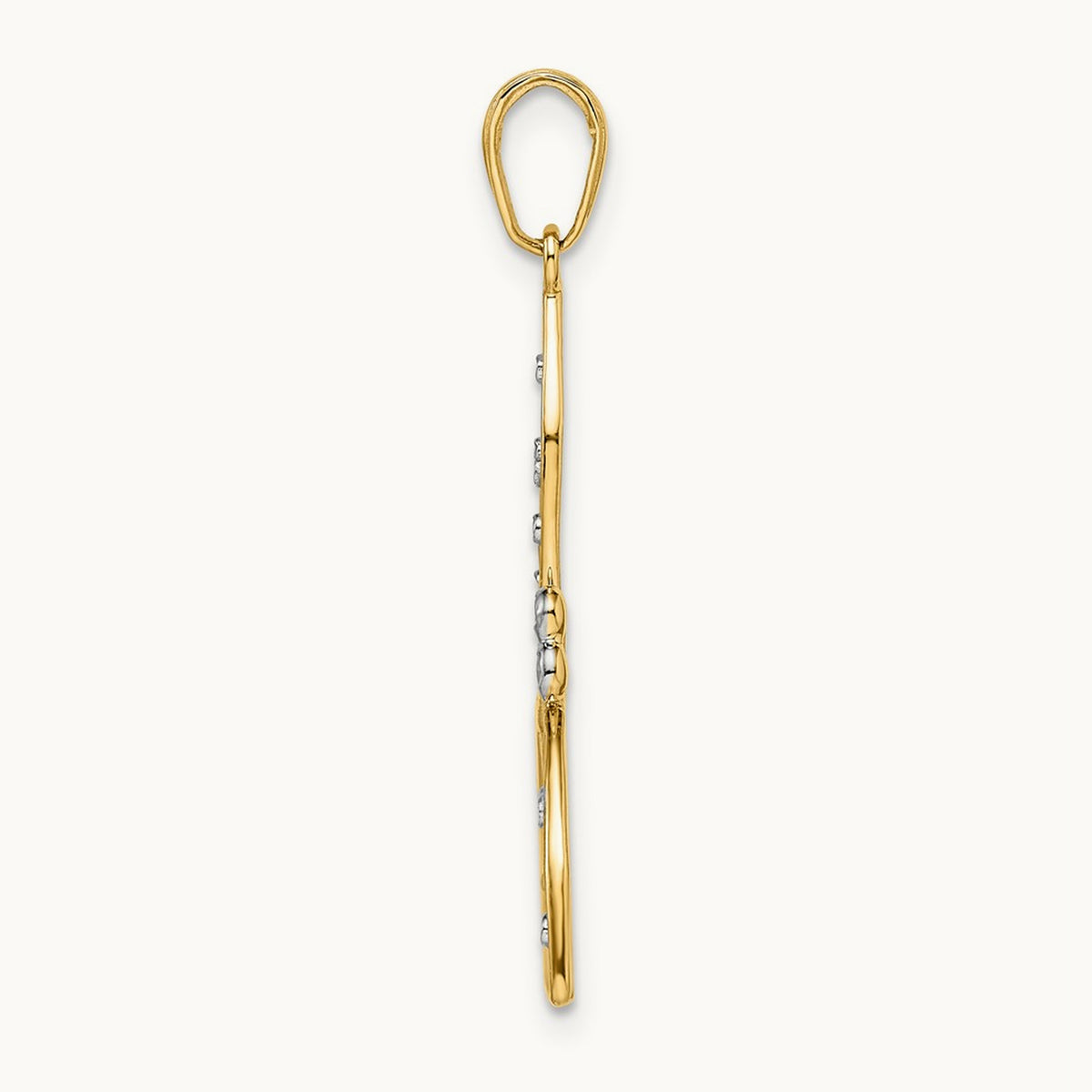Diamond-cut Filigree Dragonfly Pendant, 14K with White Rhodium