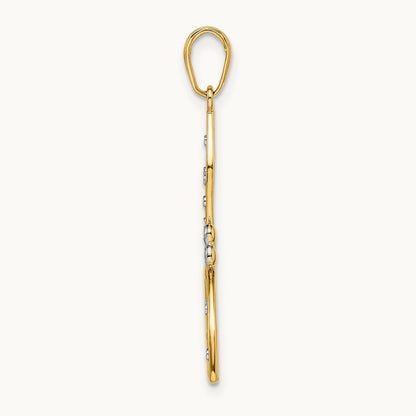 Diamond-cut Filigree Dragonfly Pendant, 14K with White Rhodium