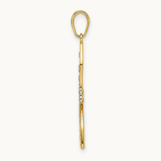 Diamond-cut Filigree Dragonfly Pendant, 14K with White Rhodium