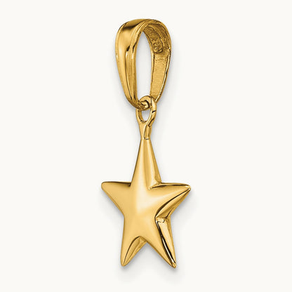 Small Polished 3-D Star Charm, 14K