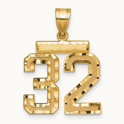 Medium Diamond-cut Number 32 Charm, 14K