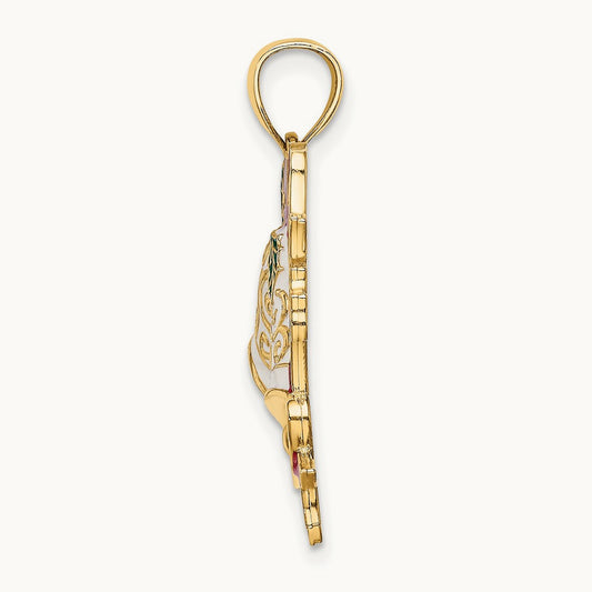 Enamel Holiday Bells and Holly Charm, 14K