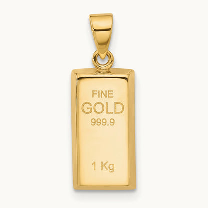 Polished Gold Bar Pendant, 14K