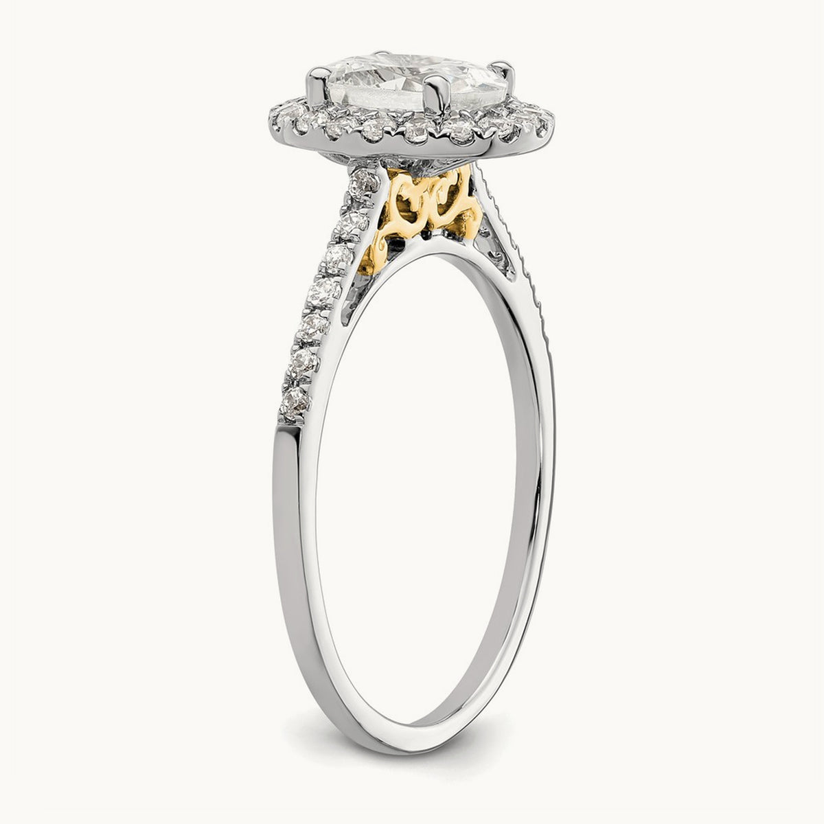Oval Halo Semi-Mount Engagement Ring — 2/7 ct, 7