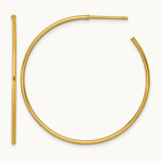 1.2 x Polished Post Hoop Earrings, 40mm, 14K