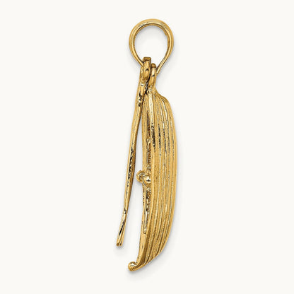 3-D Boat W/Dangling Oars Charm, 14K
