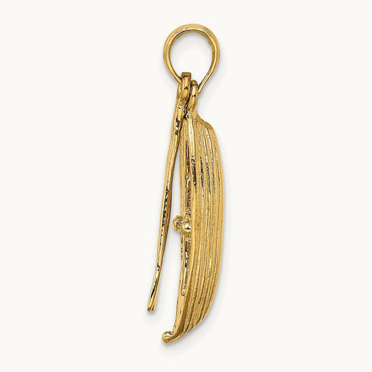 3-D Boat W/Dangling Oars Charm, 14K