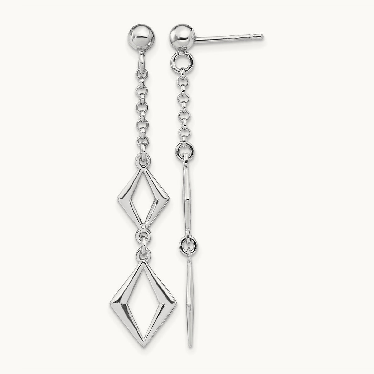 Rhodium-plated Polished Earrings, Sterling Silver — Leslie's
