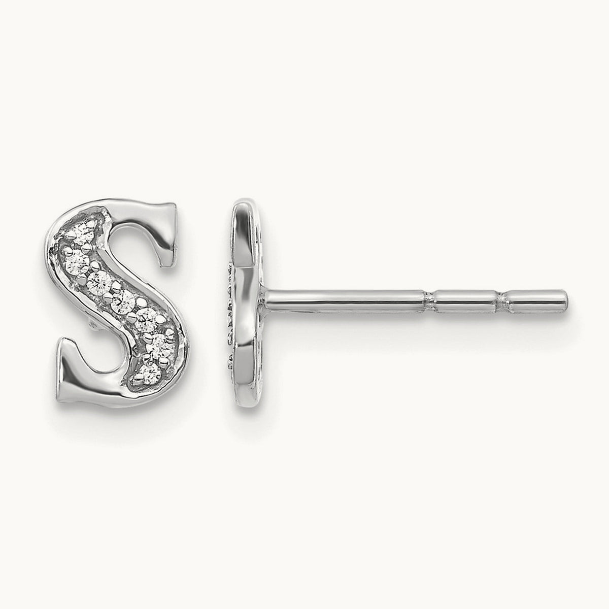 Diamond Earrings — 14K White Gold, 8mm, S